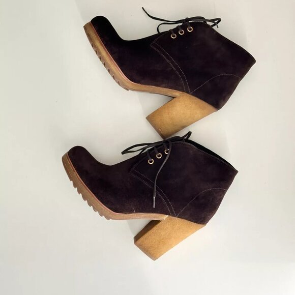NEW PRADA Brown Suede Lace Up Rubber Heel Ankle Boots Size 38.5 - Picture 2 of 13